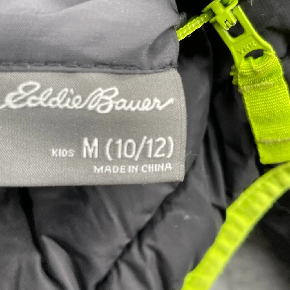 Eddie Bauer Goose Puffer Jacket Kids M 10-12 Reversible Outdoor Hike Camp Snow